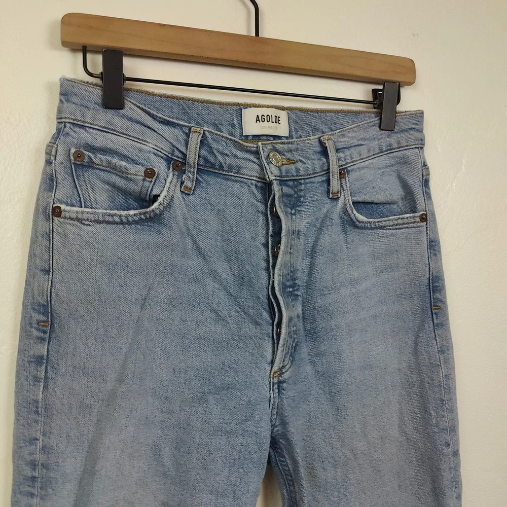 AGOLDE Nico Slim Jeans Womens 28 Blue High Rise Distressed Button Fly Casual